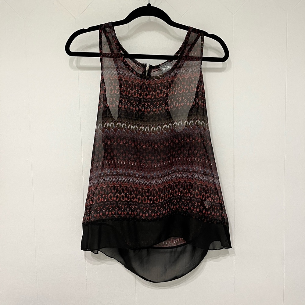 Sheer Patterned Tank Top